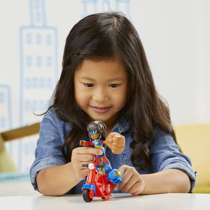 Spidey and his Amazing Friends Marvel Ms.Marvel Action Figure e Embiggen Bike Vehicle, brinquedo pré-escolar para crianças de 3 anos ou mais