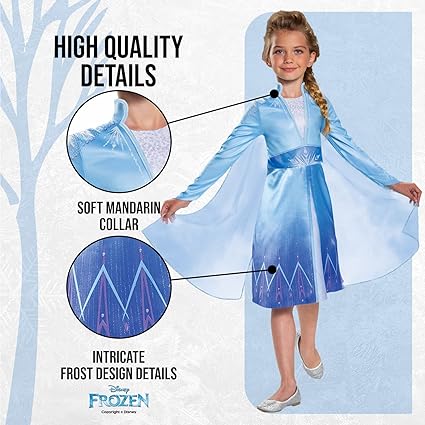 DISGUISE  Disney Official Classic Frozen Elsa Dress Up para meninas, fantasia de Frozen para crianças, fantasias de princesa para meninas, fantasias do Dia Mundial do Livro para meninas