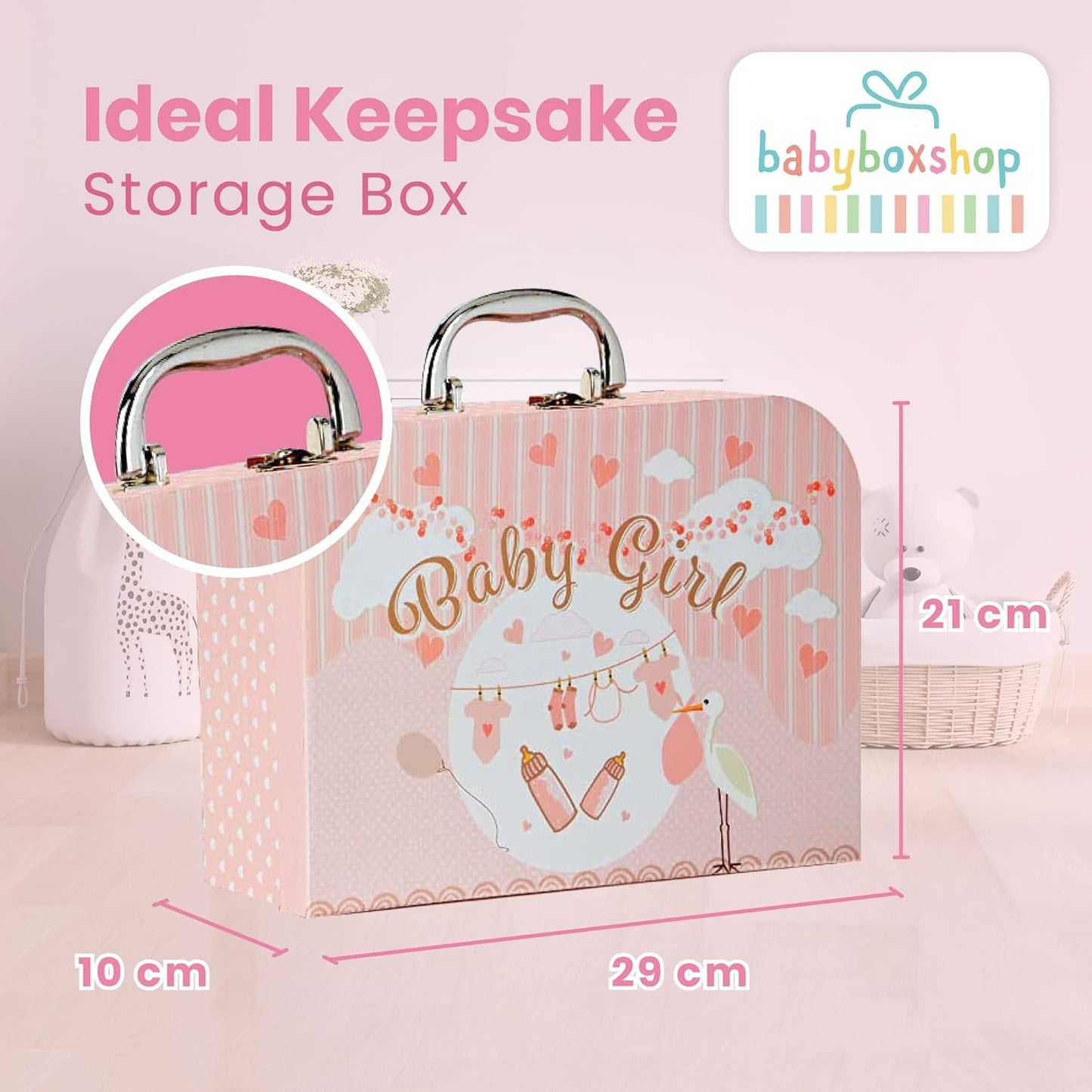 Baby Box Shop - Cesta de presentes para recém-nascidos, ursinho de pelúcia, itens essenciais e caixa de lembranças - presente ideal para chá de bebê e batizado