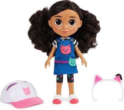 Gabby's Dollhouse, Boneca Gabby Girl Holiday de 20 cm com orelhas de gato e chapéu removíveis, adequada para crianças a partir de 3 anos.