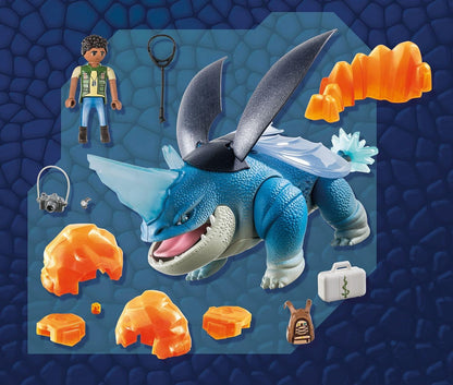 Playmobil 71082 Como Treinar o Seu Dragão: Nove Reinos Plowhorn e D'Angelo, Brinquedo de dragão com membros móveis, asas e personagens de TV, Divertido Jogo de RPG Imaginativo, Conjunto Adequado para Crianças a partir de 4 Anos