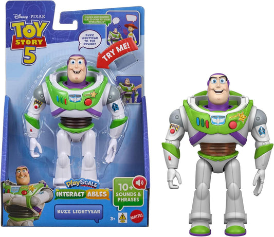 Mattel Figura interativa Buzz Lightyear de Toy Story 5 da Mattel Disney e Pixar, 18 cm (7 polegadas), com frases do filme e que interage com outros personagens da linha, JKV26