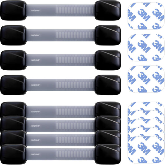 BABYGO® Correias de segurança infantil 8X Premium à prova de bebês para portas e fechaduras de armário | Instalação em 30 segundos | Não faça você mesmo | Desbloqueio inteligente