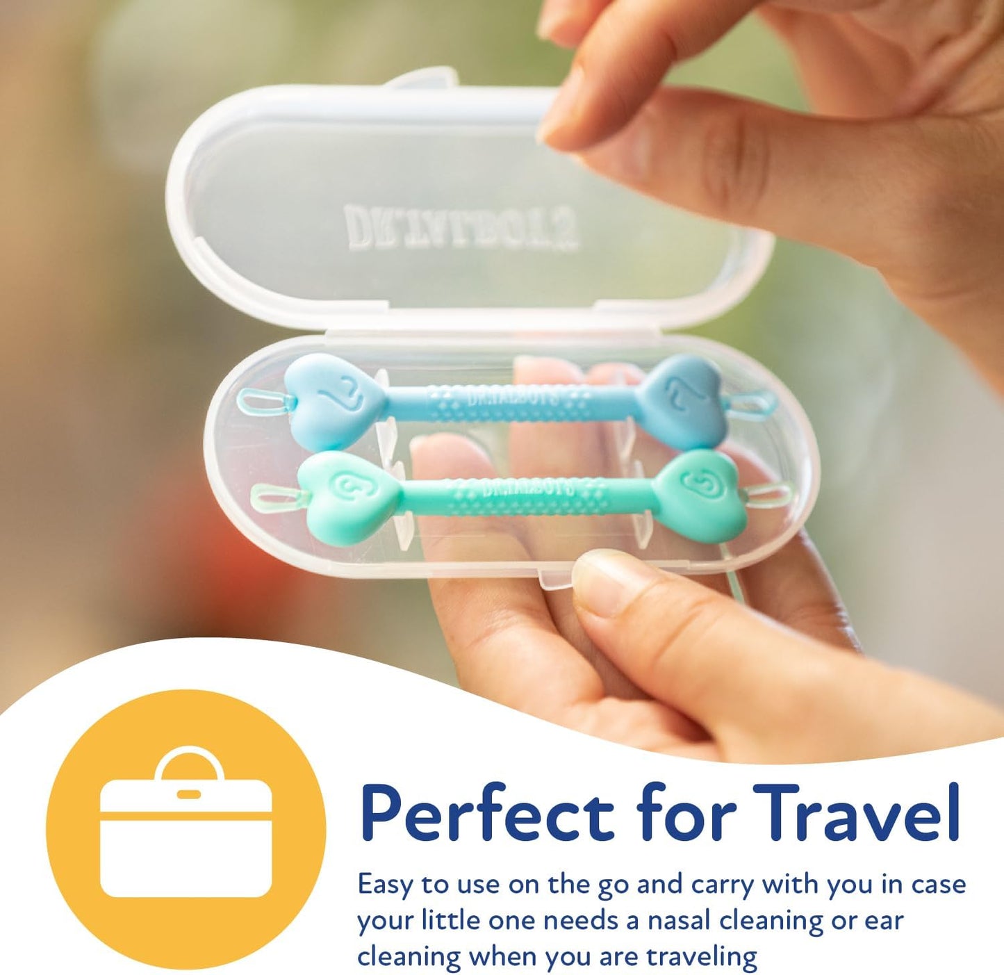 Dr. Talbot's Removedor de cera de ouvido e limpador nasal Safe para bebês - Sem BPA com estojo de viagem - Pacote com 2 - Menino