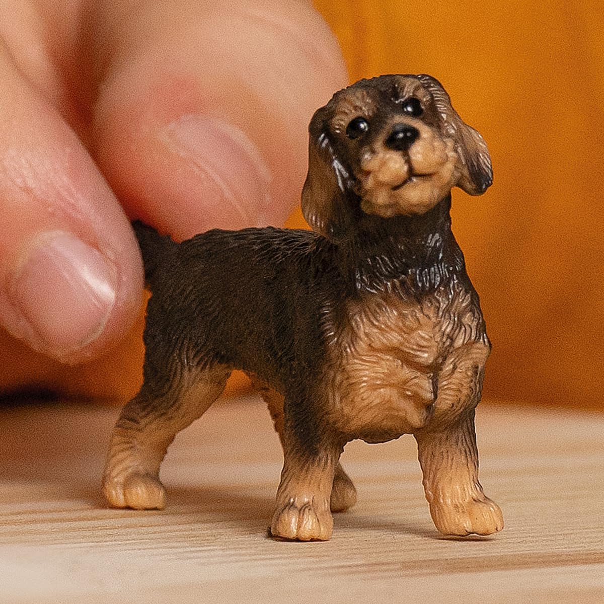 Schleich 13972 FARM WORLD Boneco Dachshund de Pelo Duro para maiores de 3 anos, Preto