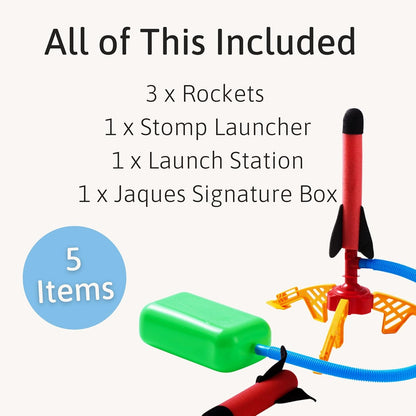 Jaques of London Lançador de Foguetes para Crianças | Inclui Foguetes de Espuma | Brinquedos Infantis para Atividades ao Ar Livre | Desde 1795