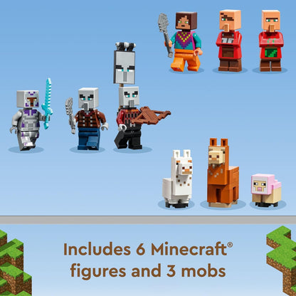 LEGO Minecraft The Llama Village Farm House Toy Building Set 21188, ideia de presente Minecraft para crianças, meninos, meninas com mais de 9 anos de idade, crie uma vila Minecraft com 6 edifícios e minifiguras personalizáveis