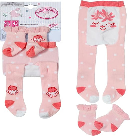 Baby Annabell Meias e collants em dois modelos sortidos para bonecas de 43 cm, pacote com 1 collant e 1 par de meias para boneca, para crianças a partir de 3 anos, 710807 Zapf Creation
