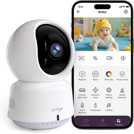 Monitor para bebês/animais de estimação para segurança interna, monitoramento com aplicativo para smartphone, Monitor para bebês/animais de estimação para segurança interna, monitoramento com aplicativo para smartphone, resolução 2K QHD