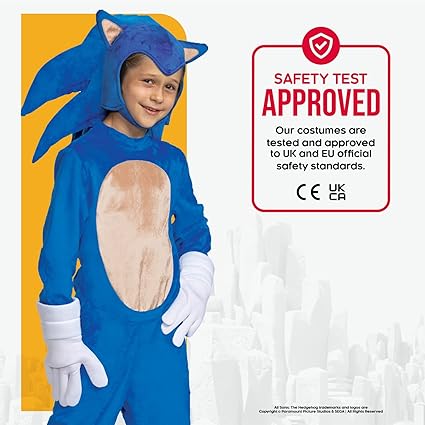 DISGUISE Disfraz oficial de SEGA Kids Sonic Deluxe, disfraz de Sonic The Hedgehog, disfraz de Sonic, disfraz del Día Mundial del Libro para niños M