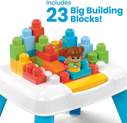 MEGA Conjunto de construção de mesa Bloks Build 'N Tumble com 2 recursos de queda, 23 blocos de construção grandes e 1 figura de amigos de bloco, conjunto de presente de brinquedo para idades de 1 e acima e conjunto