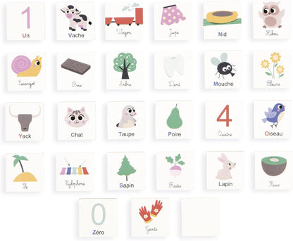 Janod - Aprender a escrever - Ideal para o jardim de infância e educação infantil - Aprender letras - 6 quadros e 78 letras magnéticas - Educacional