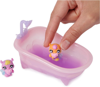 HATCHIMALS Alive, Make a Splash Playset com 15 acessórios, banheira, 2 mini figuras que mudam de cor em ovos que se chocam sozinhos, brinquedos infantis para meninas e meninos