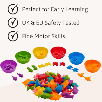 Jaques of London Brinquedos de classificação por cores para crianças pequenas | Brinquedos educativos para crianças de 3, 4 e 5 anos | Brinquedos de contagem subaquáticos | Brinquedos Montessori | Desde 1795