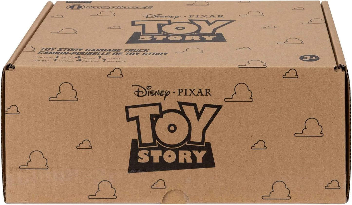Fisher-Price Caminhão de Lixo Imaginext Disney e Pixar Toy Story com Figuras de Ação de Buzz Lightyear, Woody e Lotso de 7,6 cm, Amigo Alienígena e Veículo de Brinquedo, JLC41