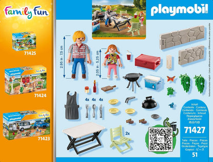 Playmobil 71427 Churrasco divertido para a família, brinquedo ao ar livre e dramatização imaginativa, conjuntos adequados para crianças de 4 anos ou mais