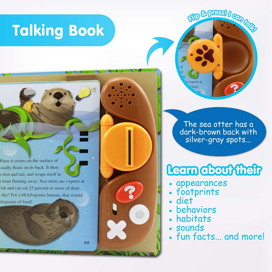 BEST LEARNING Animal Kingdom Book Reader - Juguete educativo con sonido parlante para aprender sobre animales con juegos de preguntas para niños de 3 a 8 años