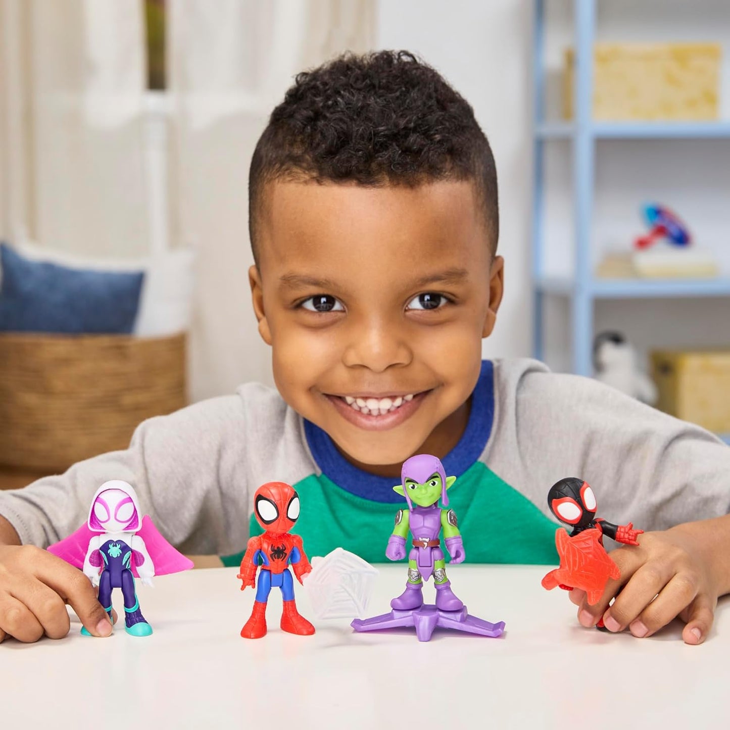 Conjunto de Aventuras de Lançamento de Teias do Homem-Aranha e seus Incríveis Amigos da Marvel, Figuras de Ação do Homem-Aranha, Verde