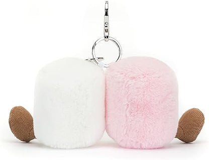 Par divertido de chaveiros com pingente de bolsa de marshmallow