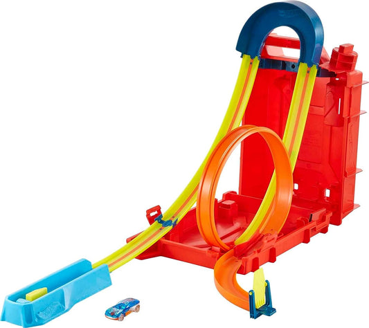 Hot Wheels Track Builder Unlimited Fuel Can Stunt Box, pacote de construção de pista para acrobacias e corridas, carro de brinquedo e armazenamento de pista, conecta-se a outros conjuntos, presente para crianças de 6 anos ou mais, HDX78