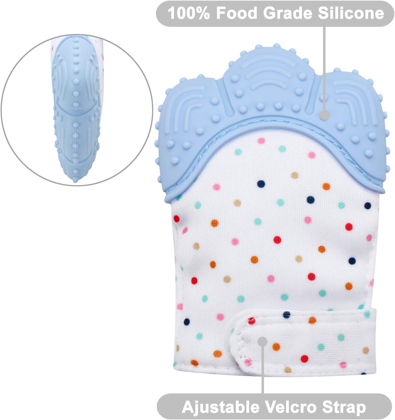 PandaEar Luvas de dentição para bebês - Pacote com 2 luvas para aliviar a dor, proteger e estimular a dentição de bebês a partir de 3 meses.