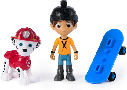 Paw Patrol Marshall e Daring Danny X Figures com skate, brinquedos infantis para meninos e meninas de 3 anos ou mais