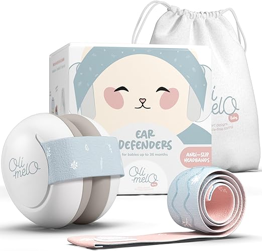 Protetores auriculares para bebês: Proteção com cancelamento de ruído de até 34 dB, certificado pela UKCA - Faixas de cabeça ajustáveis e antiderrapantes - Fones de ouvido para bebês, recém-nascidos e crianças de até 36 meses