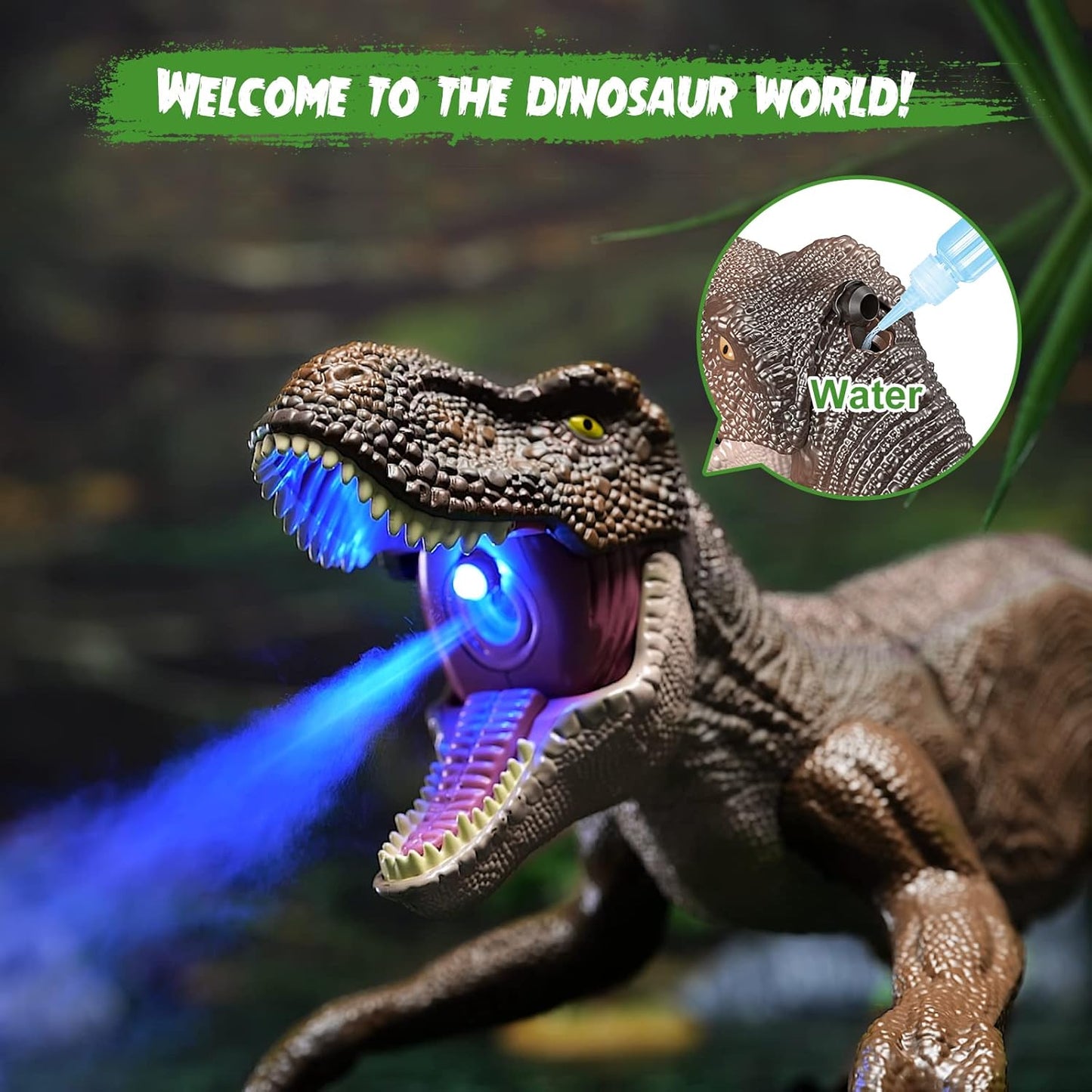 Dinossauro de Controle Remoto para Meninos - Robô Dinossauro T-Rex Andante - Presente de Aniversário para Crianças de 3 a 9 Anos - Sons Realistas e Spray