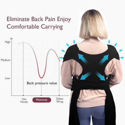 Momcozy Baby Wrap Carrier, cangurus para bebês fáceis de usar, cangurus leves para bebês com as mãos livres, cangurus ajustáveis para recém-nascidos e crianças de 3,6 a 16 kg, preto