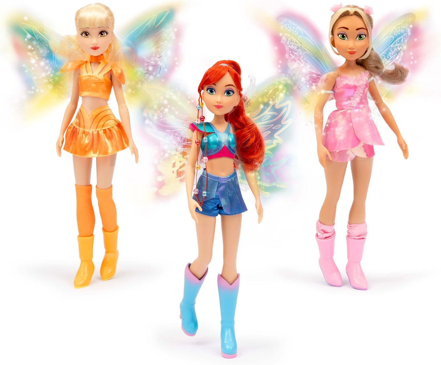 Winx Boneca Fairy com Asas Iluminadas – Flora com Roupa Brilhante e Asas Luminosas – Boneca Fashion de 27 cm com Membros Articulados – Asas Iluminadas Interativas para Brincadeiras