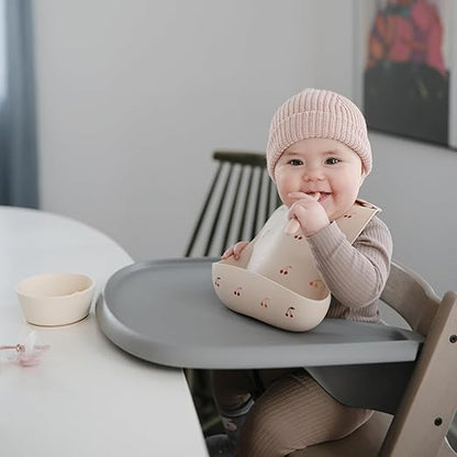 Mushie Babador de Silicone Baby | Babadores Impermeáveis com Ajuste Perfeito | Babadores Fáceis de Limpar para Alimentação do Bebê | 4 Tamanhos Ajustáveis com Bolsos Frontais Fundos | 100% Livre de BPA e Ftalatos