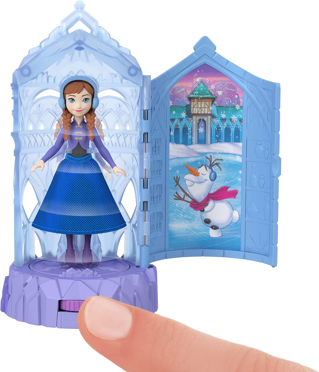 Mattel Disney Frozen – Mini Bonecas Surpresa e Conjuntos de Mini Castelo com Revelação Giratória da Boneca, Castelo de Gelo "Spin Surprise" inspirado nos filmes (Modelos podem variar), JCR90