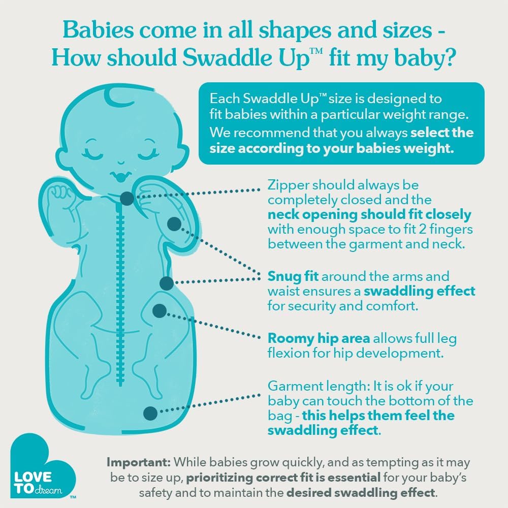 Love To Dream™ Swaddle UP™, Tamanho Pequeno (3,5-6 kg) - Cinza, Ajuste Perfeito, Favorece uma Rotina de Sono Saudável, 1.0 Tog - Ideal para Temperaturas de 20-24°C, Algodão Lavável à Máquina e Zíper Duplo para Facilitar a Troca de Fraldas