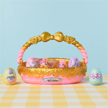 HATCHIMALS CollEGGtibles, Bunny Family Spring Basket (dourado/rosa) com 6 personagens, edição 2023, Spring Toy, brinquedos infantis para meninas a partir de 5 anos