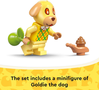 LEGO Animal Crossing Casa Aconchegante da Goldie - Inclui minifigura, piano, mesa de piquenique e acessórios de comida de brinquedo - Presente perfeito para crianças a partir de 6 anos - 77058