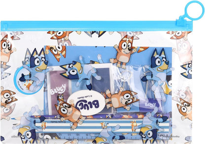 Bluey  9 peças transparente preenchido lápis estojo conjunto de papelaria à prova d'água meninos meninas crianças crianças escola viagem exame