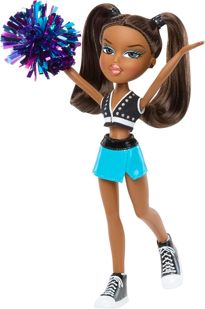Bratz Boneca Play Sportz Sasha, líder de torcida, com acessórios, nas cores vermelha, branca e azul.