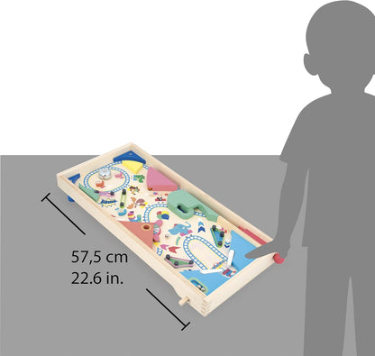 Janod - Máquina de Pinball de Madeira para Montar - Decoração de Parque de Diversões - Jogo de Ação e Reflexos para Crianças Montarem - Estratégia de Aprendizagem e Concentração - Madeira Certificada FSC - A partir de 5 anos