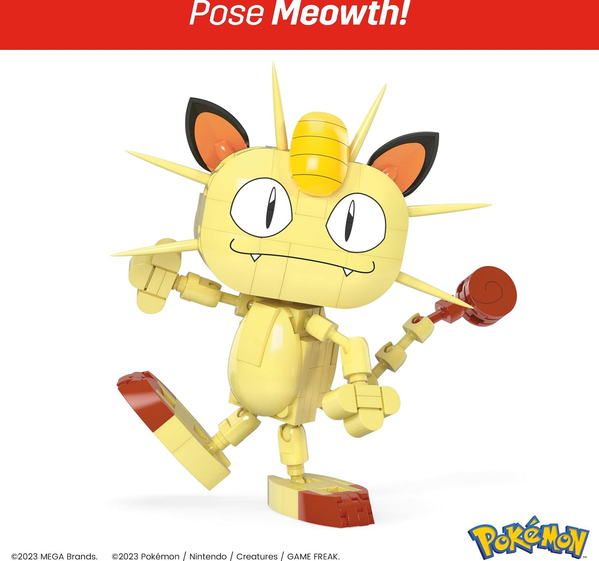 MEGA Brinquedos de Montar Pokémon (Figura de Ação) para Crianças – Trio da Região de Kanto com 529 Peças: Pikachu, Charmander e Meowth Montáveis e Articulados