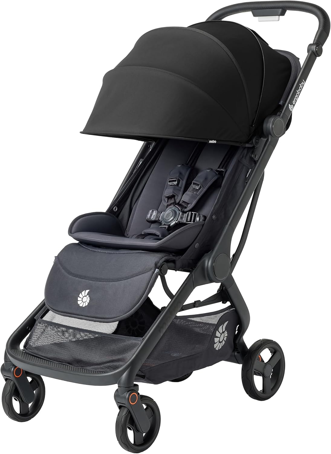 Ergobaby Carrinho de Bebê Metro3 com Função de Reclinação, Ideal para Bebês de 0 a 4 Anos (do Nascimento até 22kg), Dobrável e Compatível com Bebê Conforto, Alça Ajustável em Altura, Assento Ergonômico, Preto Ônix