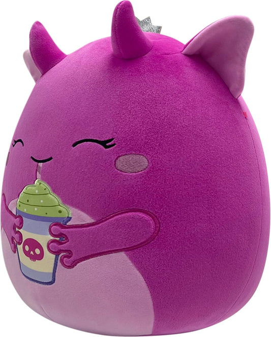 Squishmallows Original de 12 polegadas – Loca, a Princesa Goblin Rosa-Choque | Segurando um Latte – Pelúcia Oficial Jazwares (Tamanho Médio)