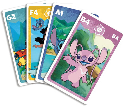 Shuffle Jogo de Cartas 4 em 1 do Stitch - 7 Famílias, Batalha, Memorando e Ação - Jogo de Cartas Disney Lilo & Stitch para Crianças, Família e Amigos - A partir de 4 anos - 2 Jogadores - Azul