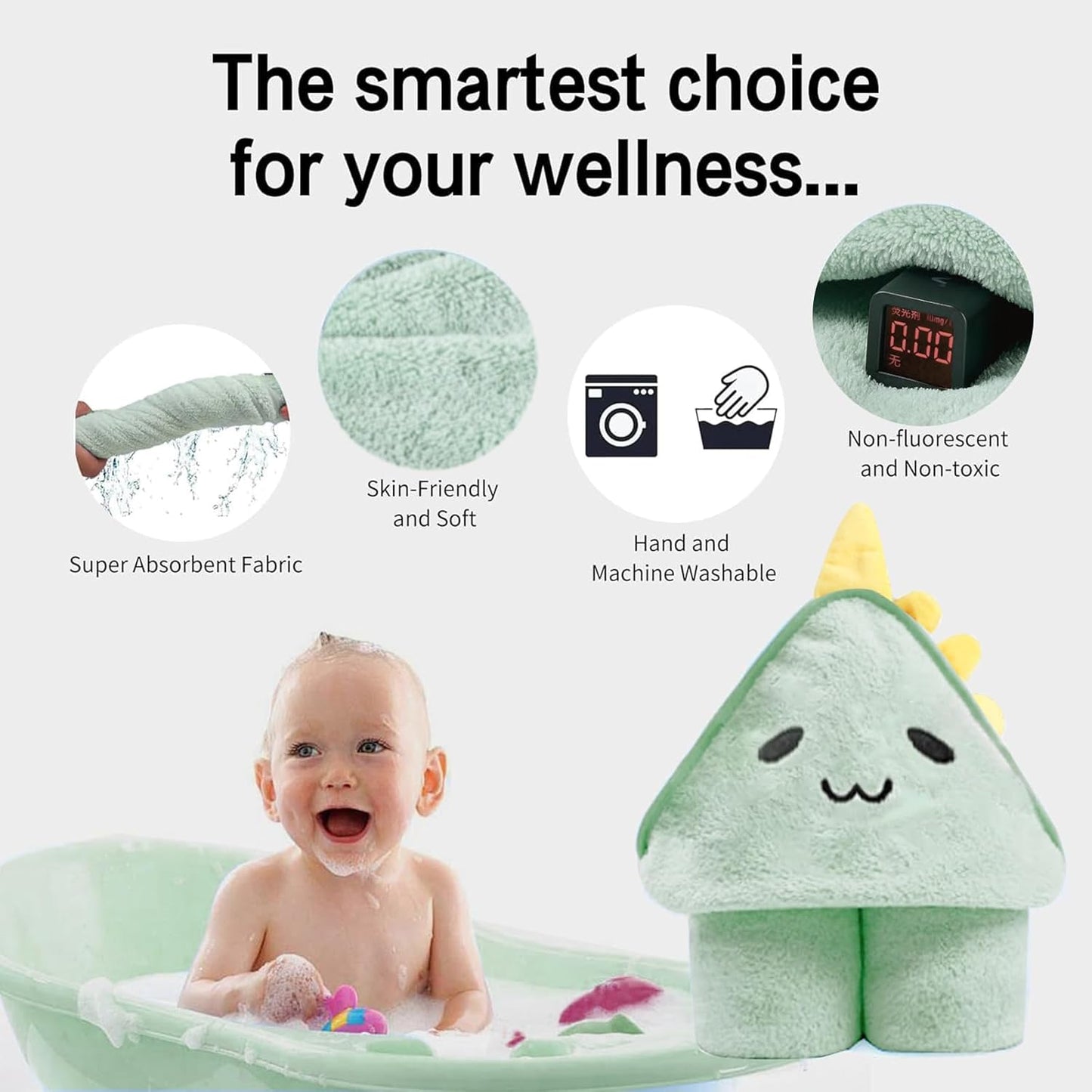 HiABsee Toalhas de bebê com capuz Toalhas de bebê ultra macias com capuz para recém-nascidos, toalha de banho de bebê com design animal exclusivo para meninos e meninas, dinossauro