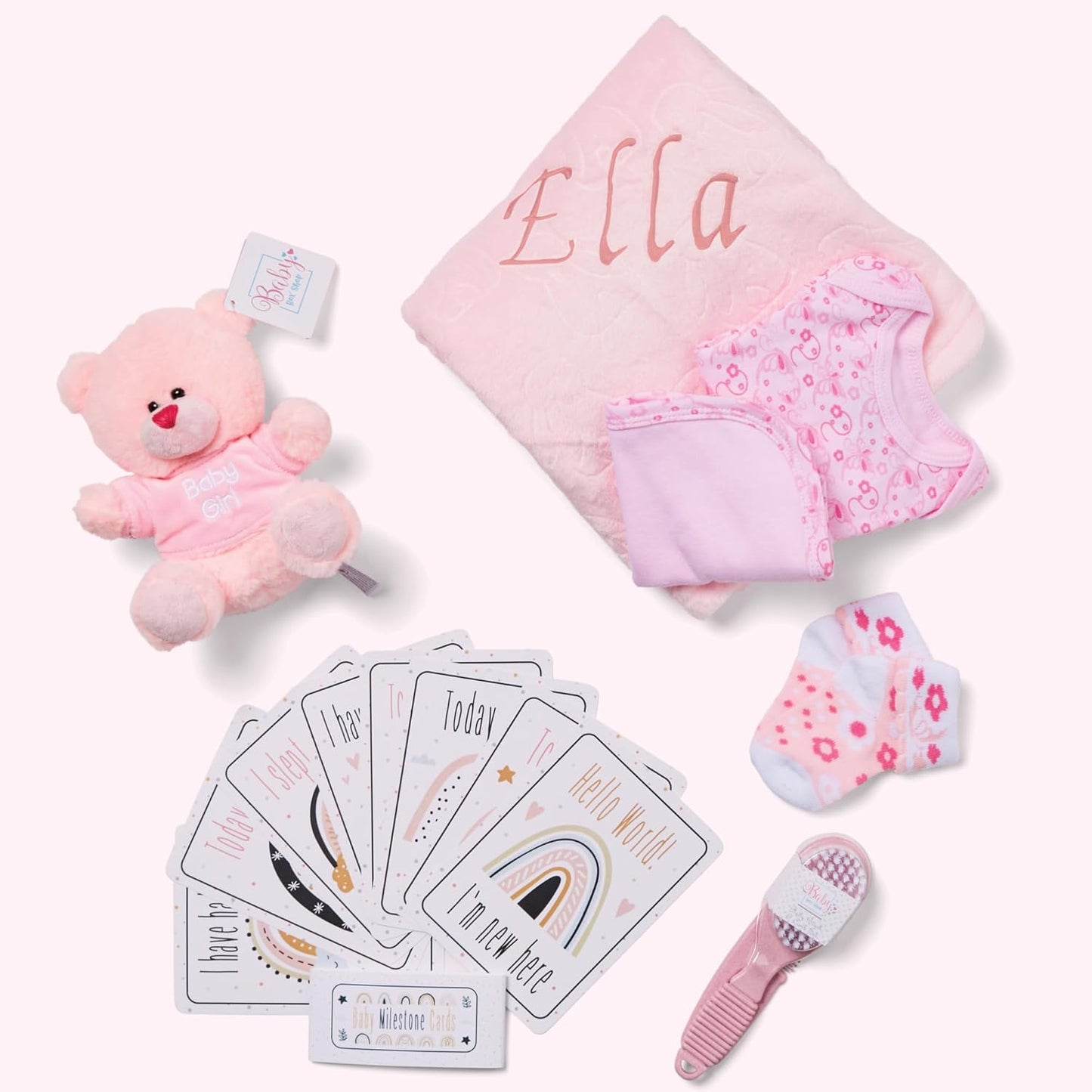 Presentes personalizados para bebês - Caixa de lembranças unissex inclui itens essenciais para bebês recém-nascidos, ursinho de pelúcia, itens essenciais para recém-nascidos e presentes para bebês