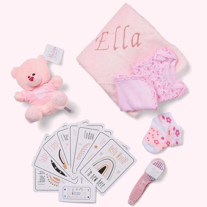 Presentes personalizados para bebês - Caixa de lembranças unissex inclui itens essenciais para bebês recém-nascidos, ursinho de pelúcia, itens essenciais para recém-nascidos e presentes para bebês