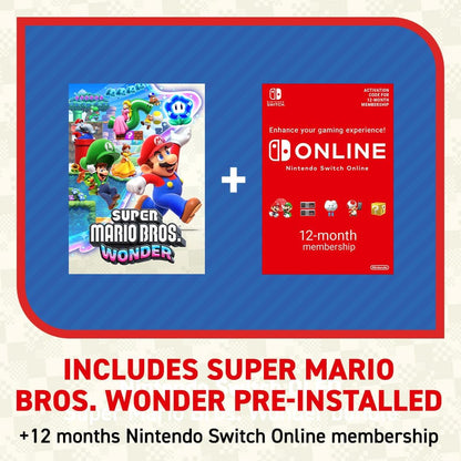 Nintendo Switch - Modelo OLED (branco) + Super Mario Bros. Wonder Switch pré-instalado online Código de resgate de assinatura de 12 meses
