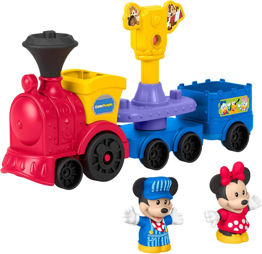 Fisher-Price Brinquedo Little People Disney Jr Trem Musical Mickey e Minnie com 2 Figuras para Brincar de Faz de Conta para Crianças a partir de 18 Meses, JKB04