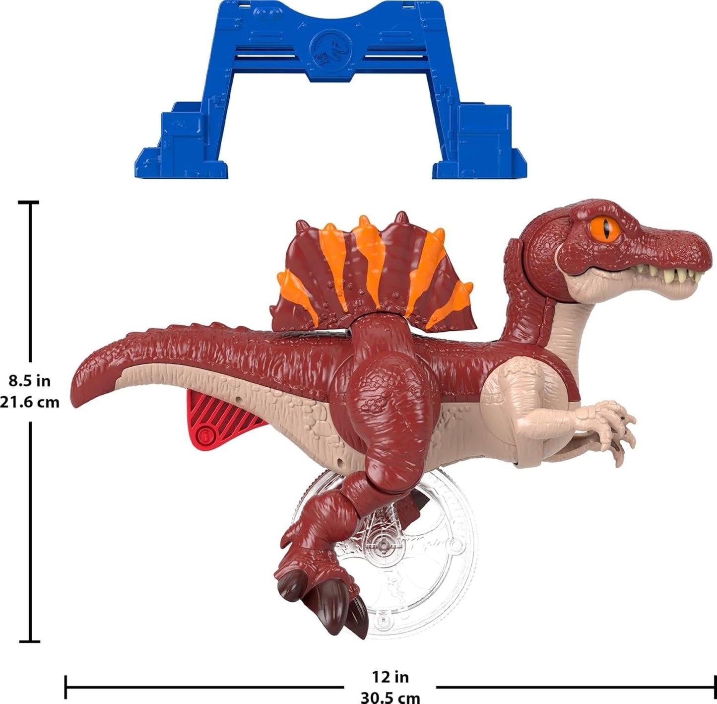 Brinquedo de dinossauro Fisher-Price Imaginext Jurassic World Rebirth, figura de Spinosaurus correndo com movimento de investida e mordida, 23 cm de altura, JFR24