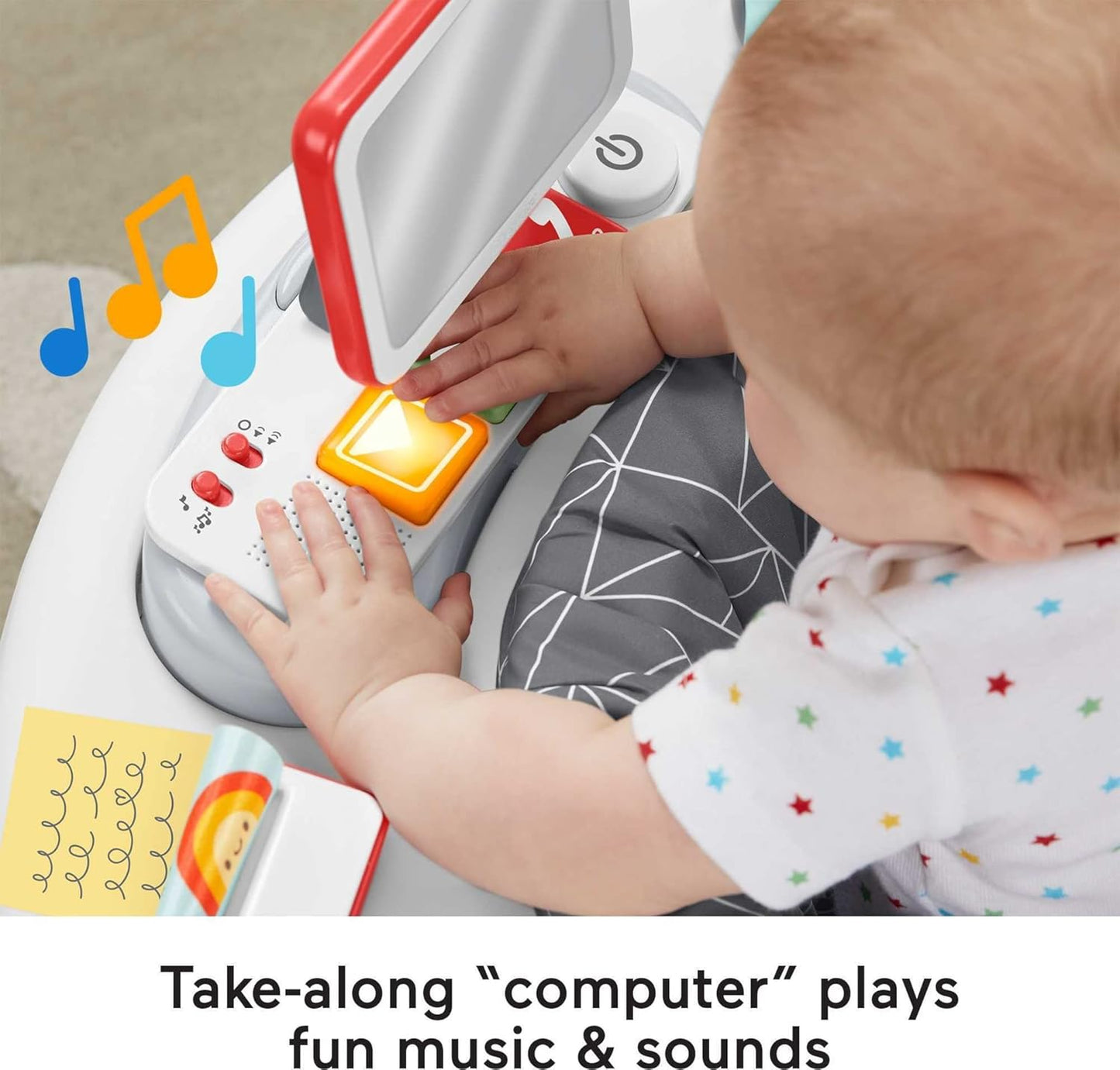Fisher-Price Centro de atividades 2 em 1 Like a Boss, com luzes e sons, música e brinquedos para bebês e crianças pequenas, HBM26.