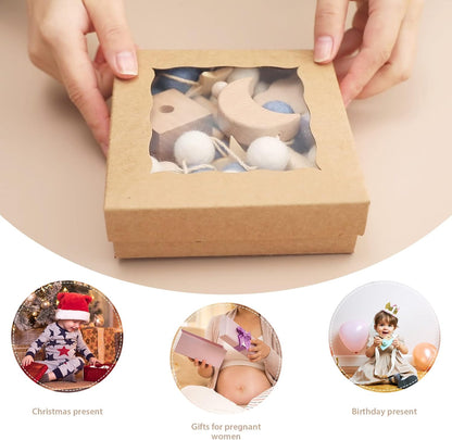 Let's Make Bolas móviles de Madera y Forro Polar para bebés, Campanas de Viento, Campanas para Hamacas de guardería, Regalos para recién Nacidos para niñas o niños (Luna Azul)